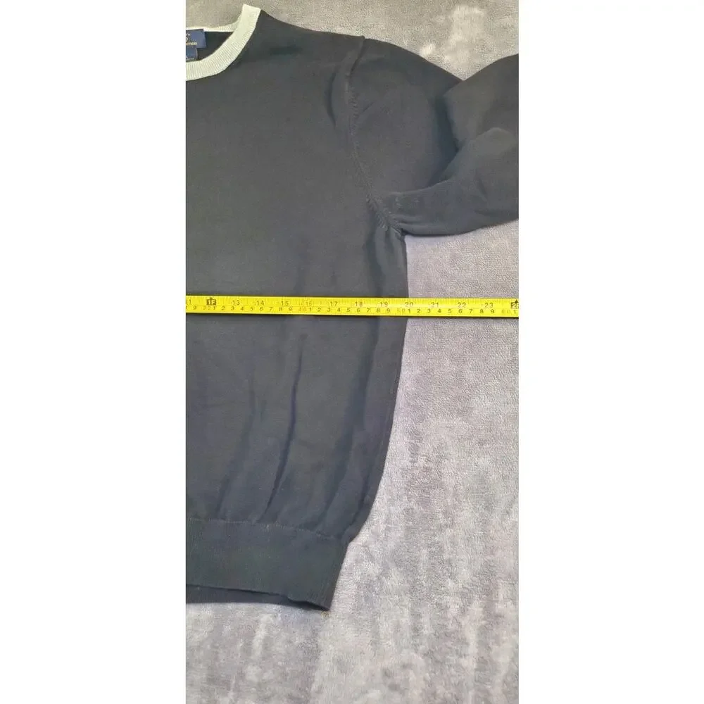 Brooks Brothers 346 Mens Size L Black 100% Cotton Lightweight Sweater Za1-69